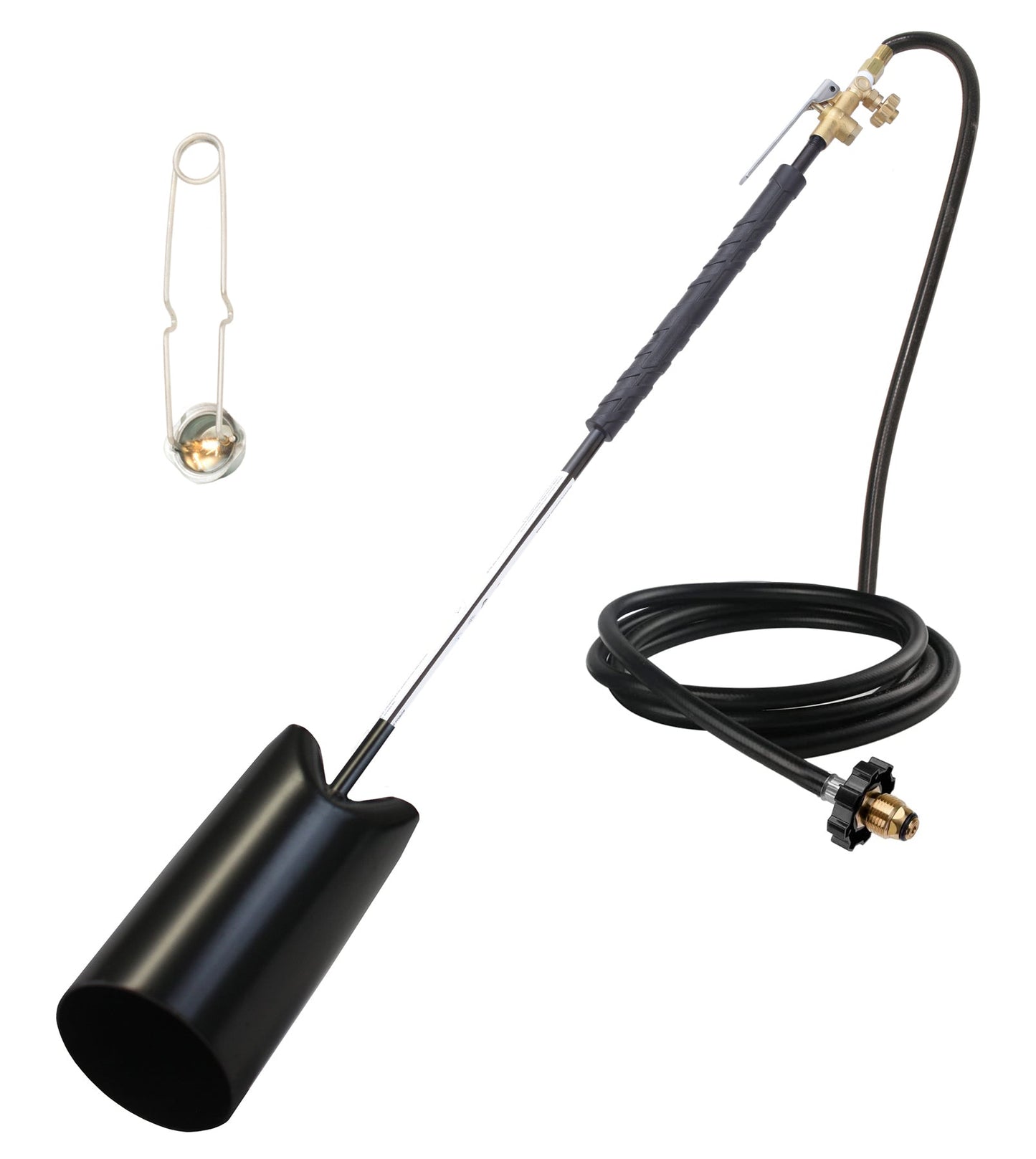 Flame King heavy-duty propane torch weed burner with flint striker, 500,000 BTU for outdoor weed control and burning tasks.