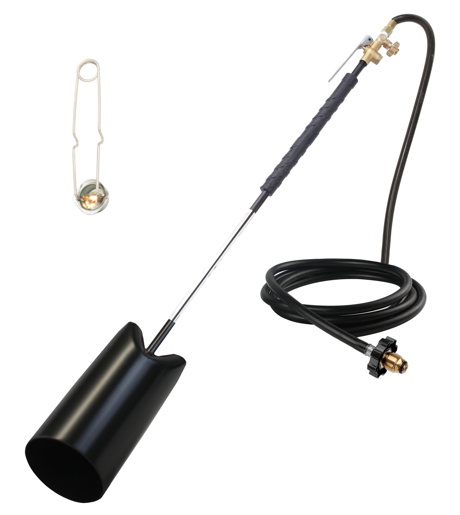 Flame King heavy-duty propane torch weed burner with flint striker, 500,000 BTU for outdoor weed control and burning tasks.