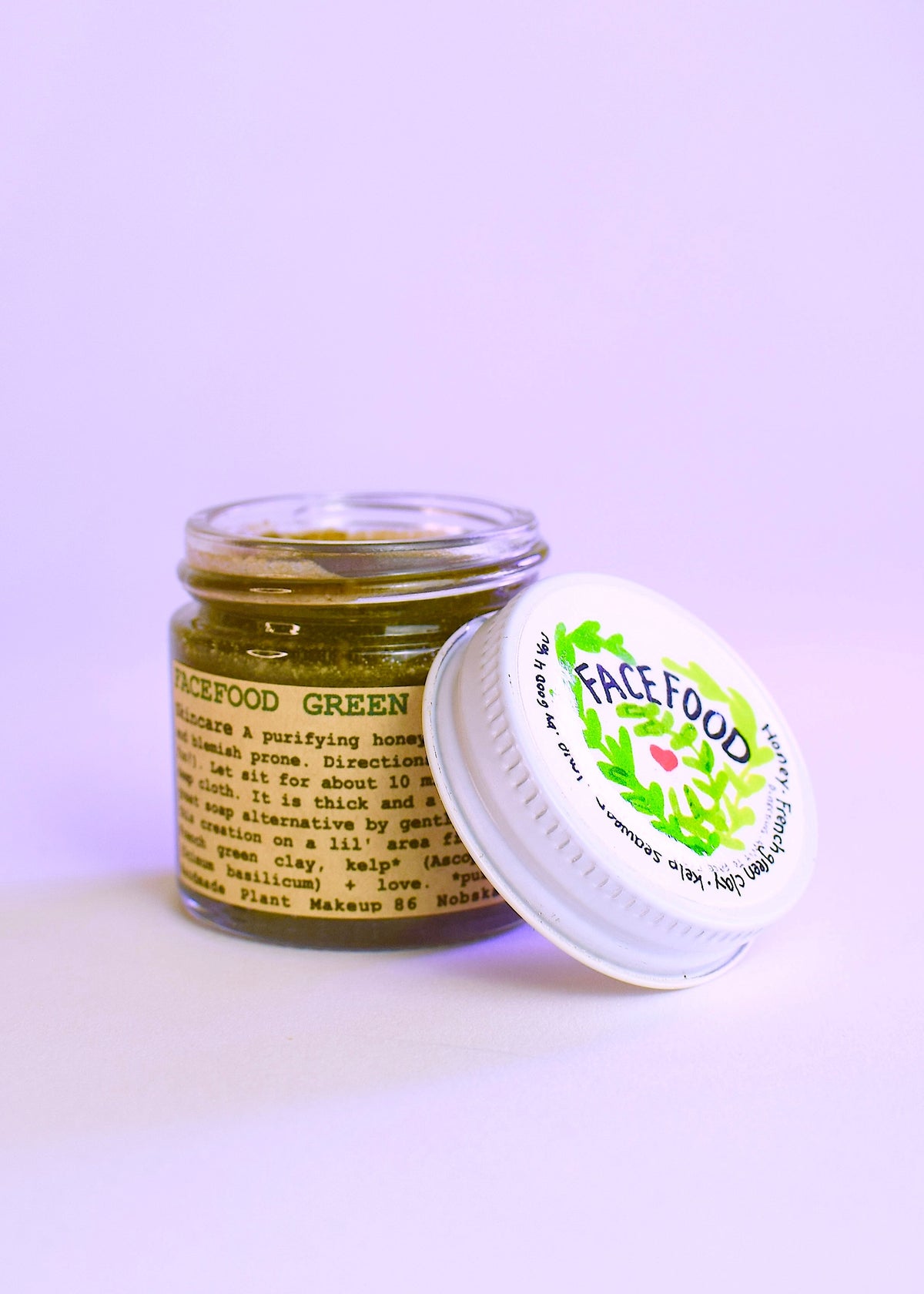 Facefood skin care product by plant makeup, featuring natural ingredients in a sleek jar, designed for nourishing facial skin.