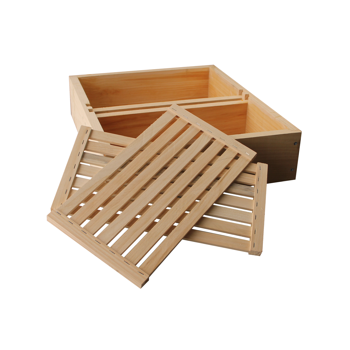 8 Frame Amish-Made Feeder Box with Floating Slatted Boards – Safe, Efficient Hive Feeding