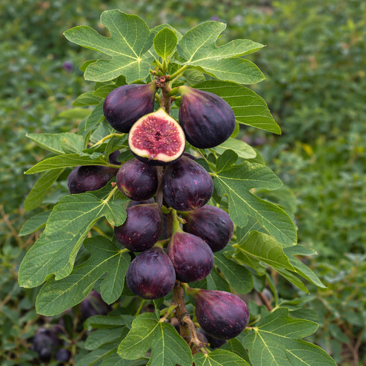 Dwarf Fignomenal Fig tree by The Farm On Central with lush green leaves and ripe figs on its branches.