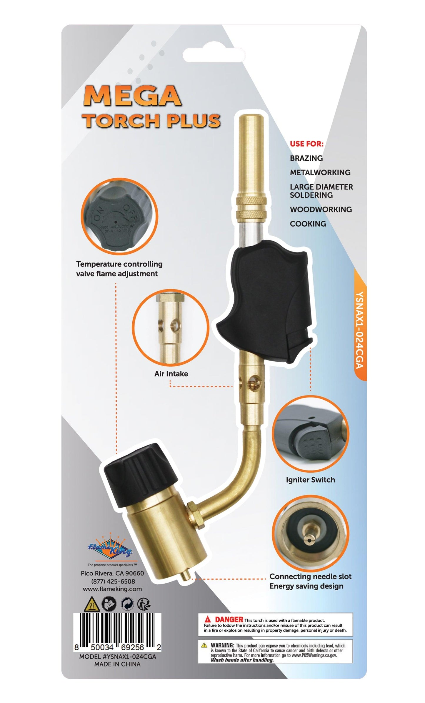 Flame King High Intensity Propane Torch Head Piezo Igniter Switch - Blessings Grow Meadows -