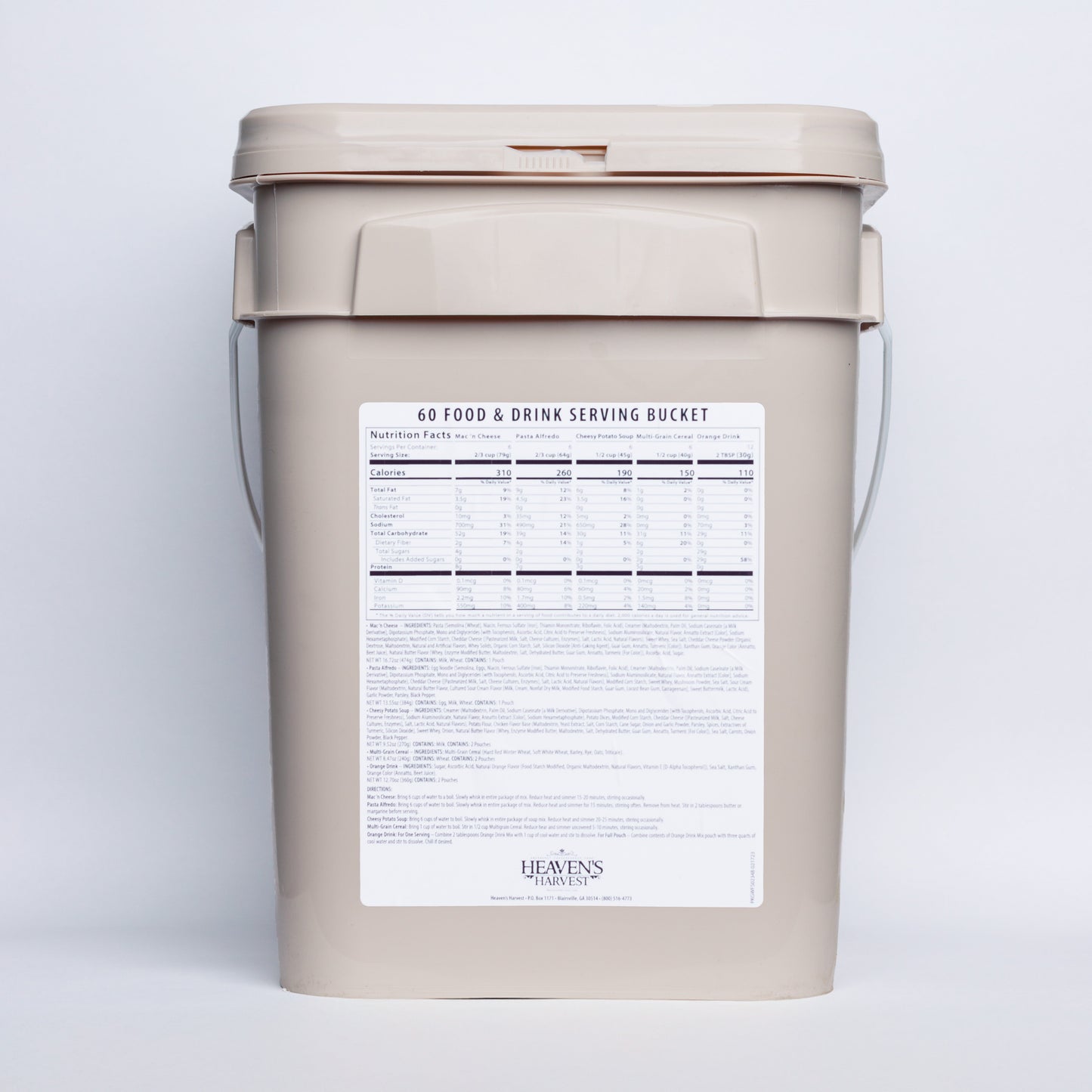 1 Week Kit -Starter Food & Drink Bucket - 1 Person 1 Week - 60 Servings - Emergency Survival Food Kit