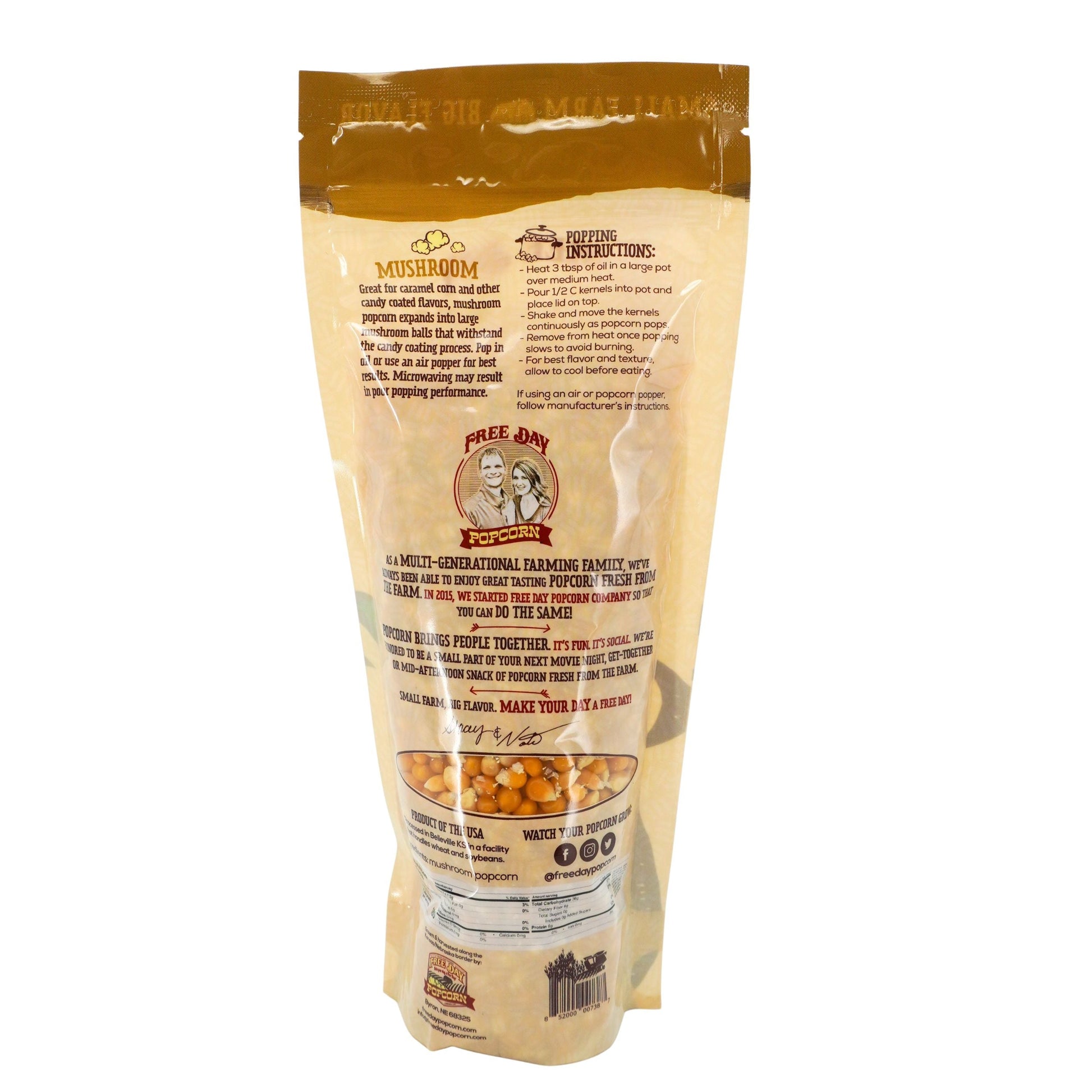 Mushroom Un-Popped Popcorn | 1 lb | Non-GMO | Free Day Popcorn - BuyNebraska.com ~ Blessings Grow Meadows