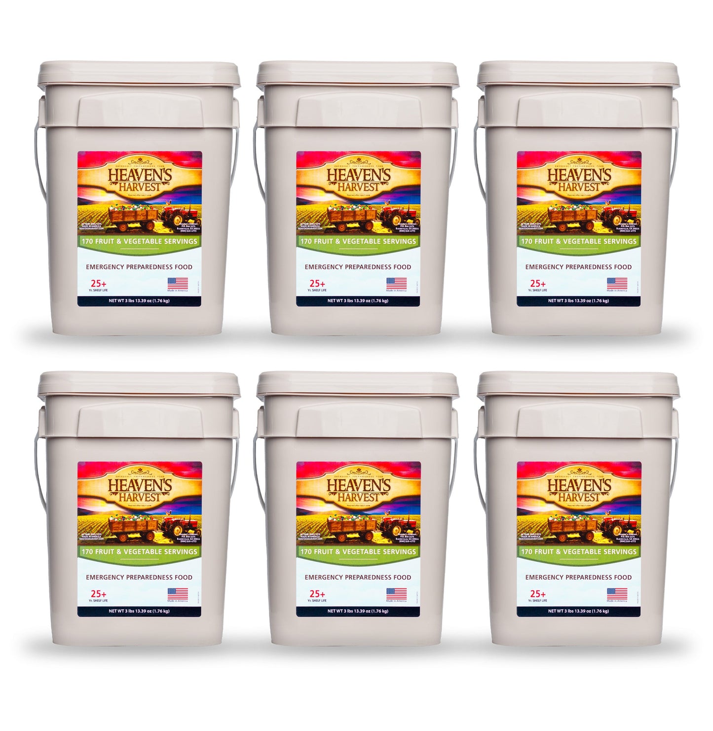 Fruit & Vegetable Bucket - 6 Pack - Emergency Survival Food Kit