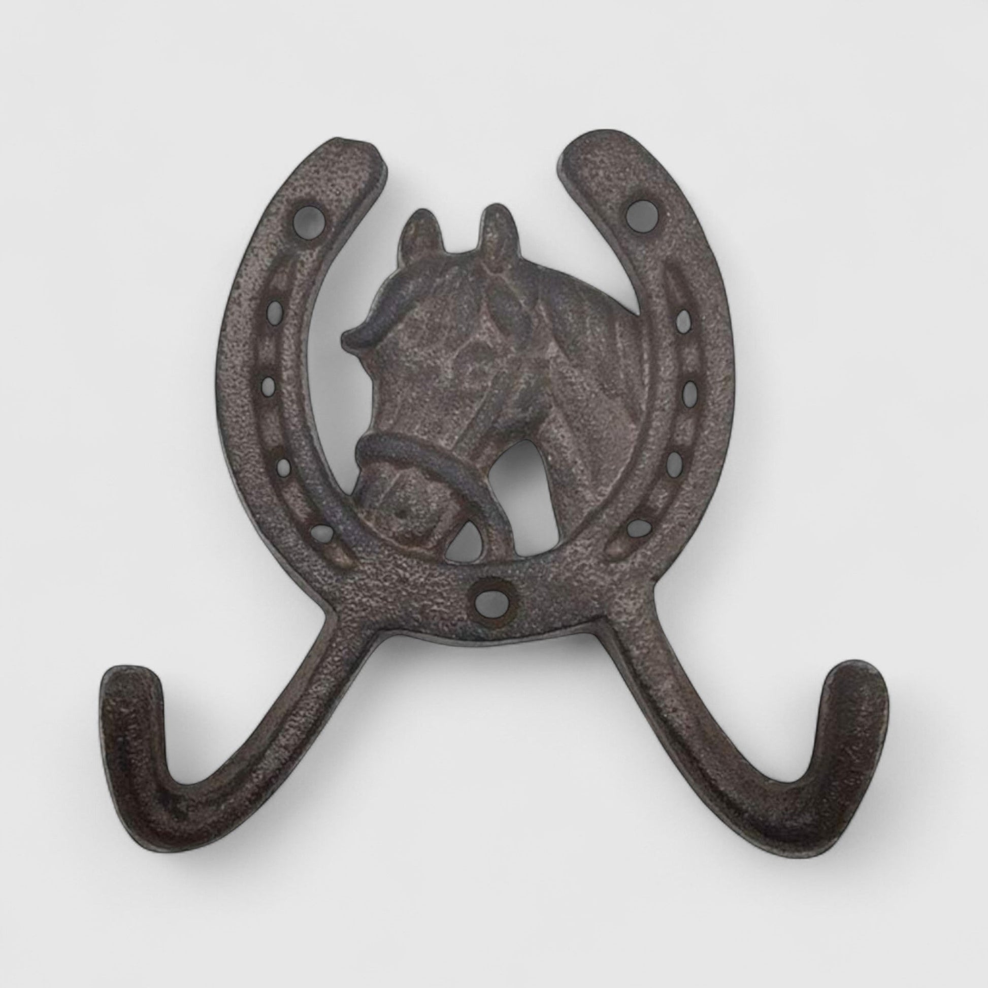 Cast Iron Horseshoe Wall Hook - Rustic Horse Head Coat Key Hanger for Home Decor - Iron & Blossom ~ Blessings Grow Meadows