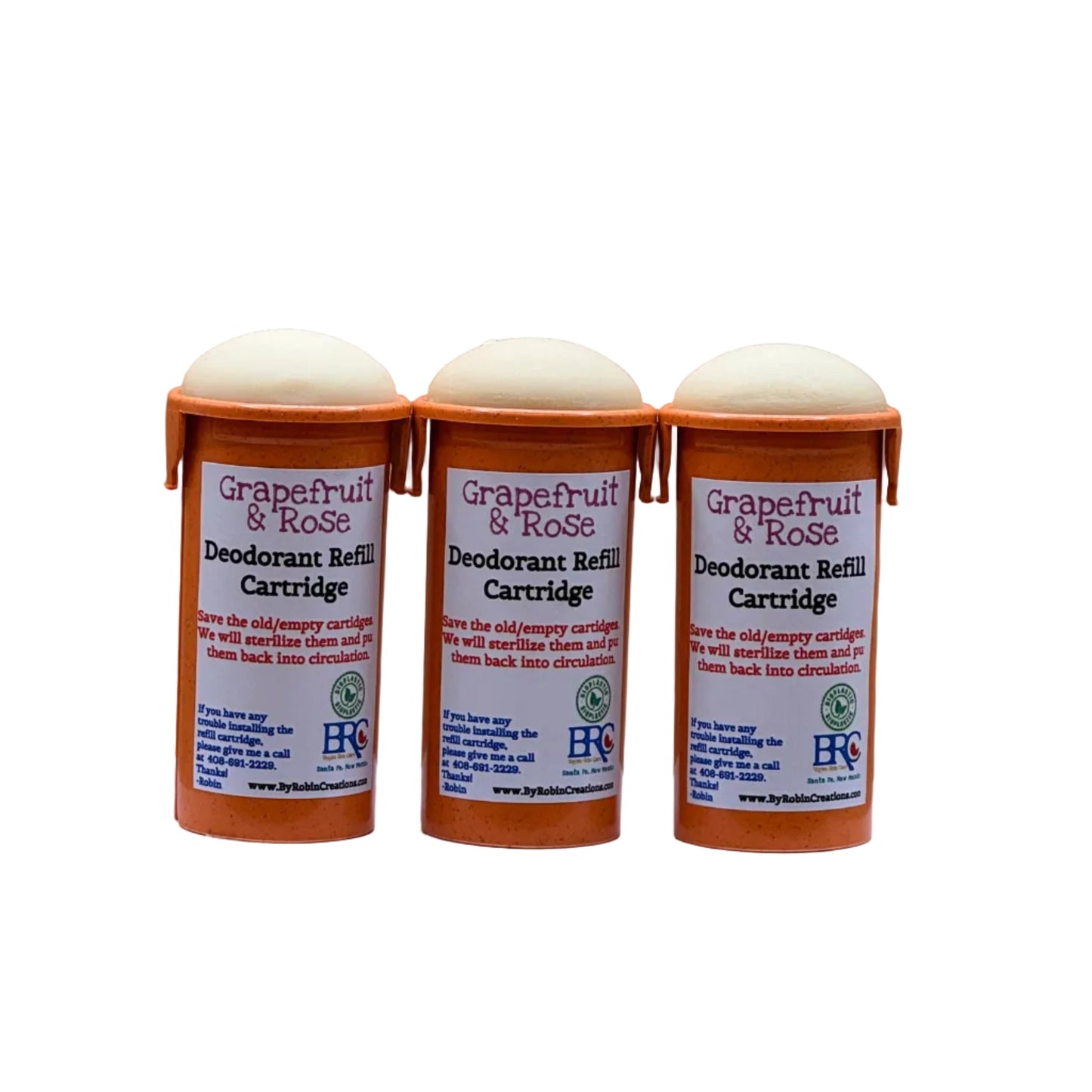 Natural probiotic deodorant by Robin Creations in new packaging, showing the sleek container and fresh design.