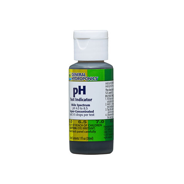 General Hydroponics pH Test Kit by Perris Hydroponics, wide spectrum pH indicator for testing pH 4.0 to 8.5 in hydroponic systems