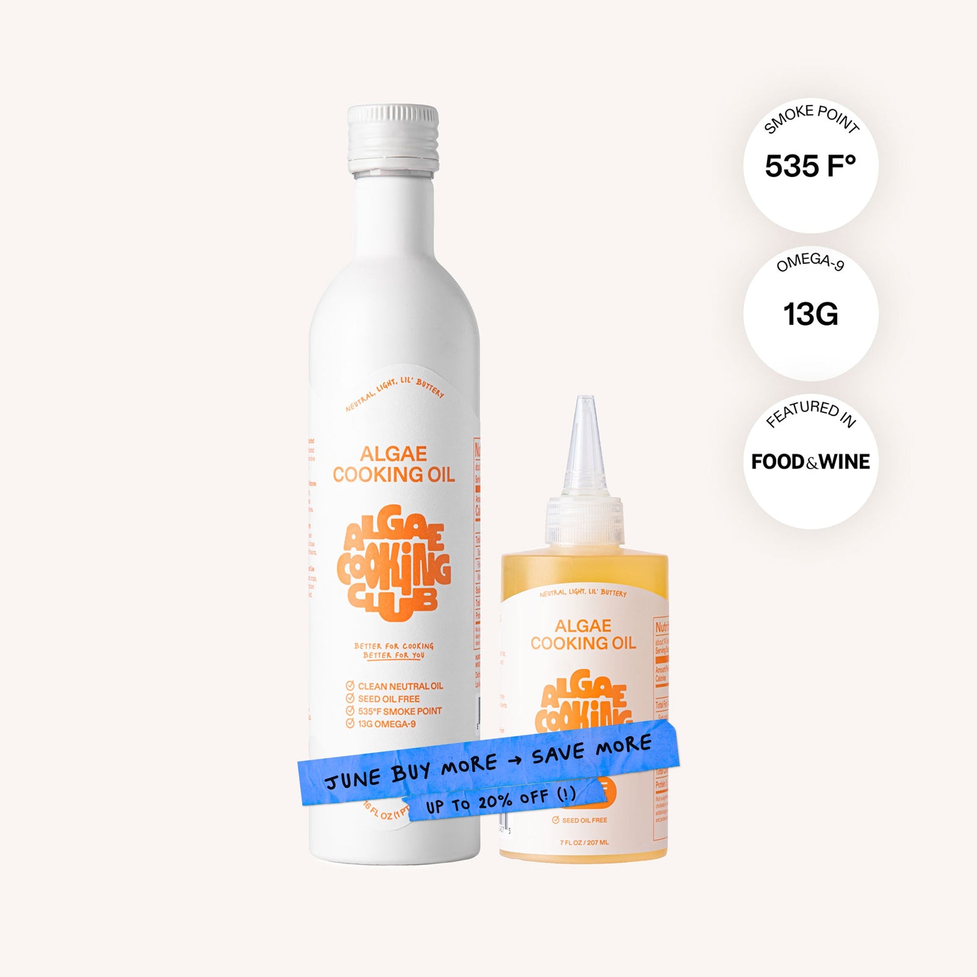 Group of algae cooking oil squeeze bottles from Algae Cooking Club, showcasing eco-friendly cooking oil packaging.