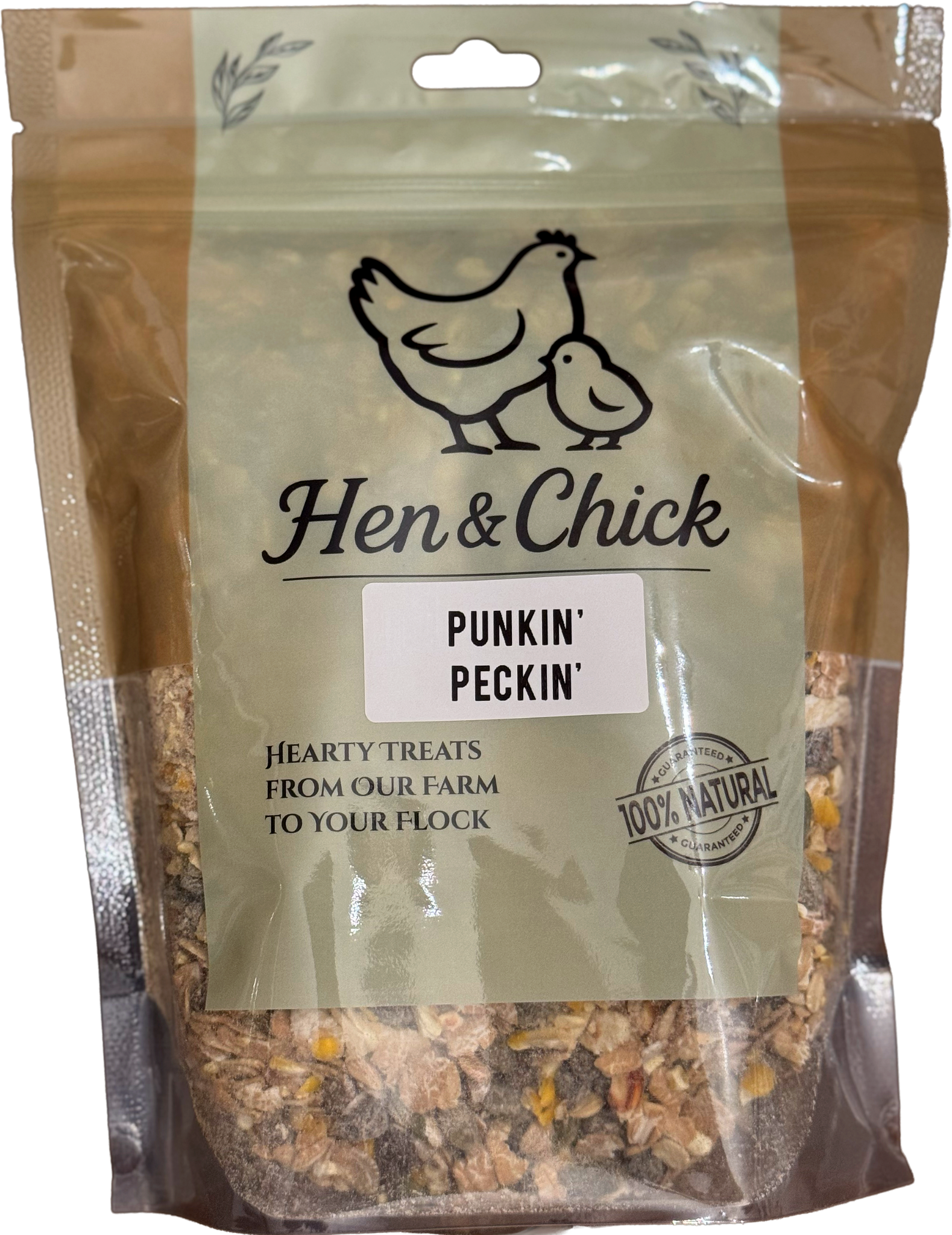 Hen & Chick Punkin' Peckin' treat for dogs, showing a colorful pumpkin-shaped dog treat with fun, festive details.