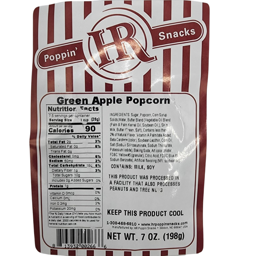 Green Apple Popcorn | 7 oz | HR Poppin' Snacks - BuyNebraska.com ~ Blessings Grow Meadows