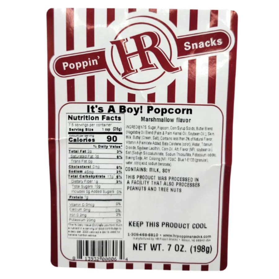 It's A Boy Blue Marshamallow Flavored Popcorn | 7 oz | HR Poppin' Snacks - BuyNebraska.com ~ Blessings Grow Meadows