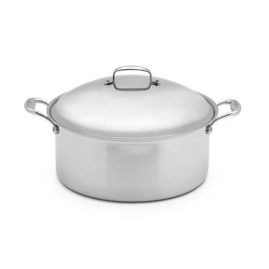 Heritage Steel Titanium Series 12-quart stock pot with lid, durable cookware for large-batch cooking and versatile kitchen use.