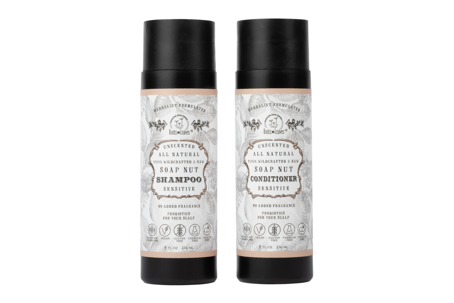 All Natural Soapnut Shampoo and Conditioner Set- UNSCENTED- wild fermented probiotics for your scalp - Blessings Grow Meadows
