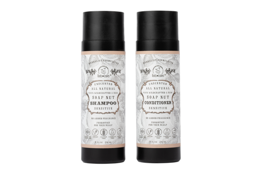 All Natural Soapnut Shampoo and Conditioner Set- UNSCENTED- wild fermented probiotics for your scalp - Blessings Grow Meadows