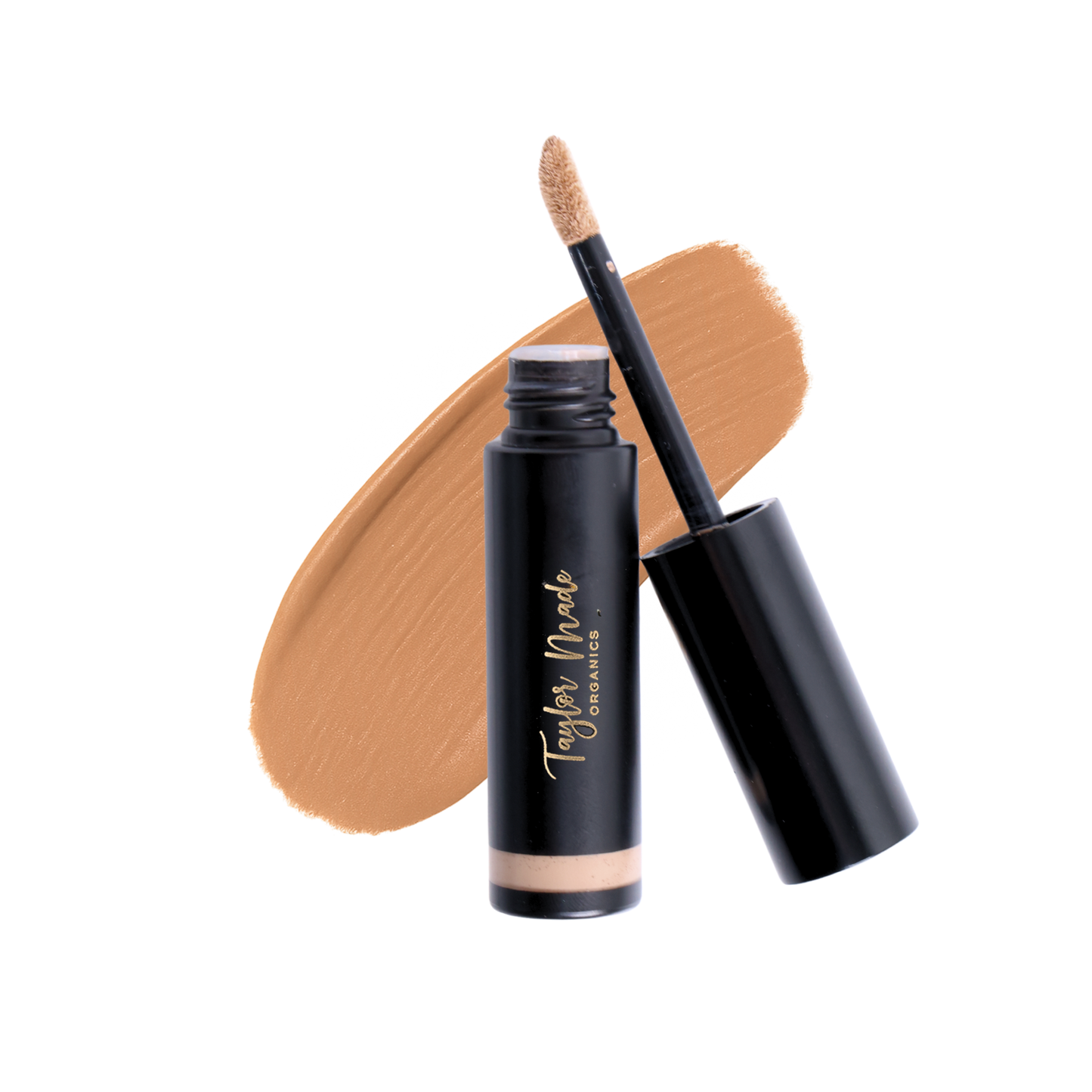 Swatch of Taylor Made Organics Liquid Organic Concealer in hazel, showcasing its smooth, blendable texture and natural color.