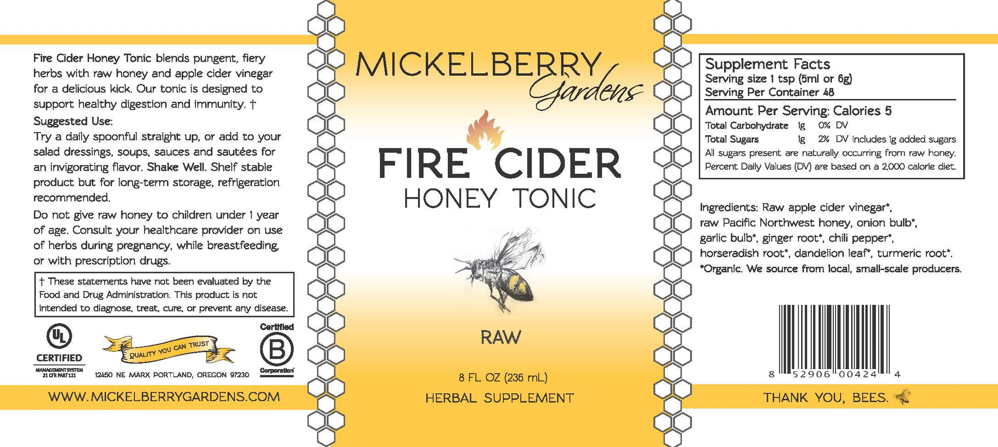 Fire Cider Honey Tonic - Mickelberry Gardens ~ Blessings Grow Meadows
