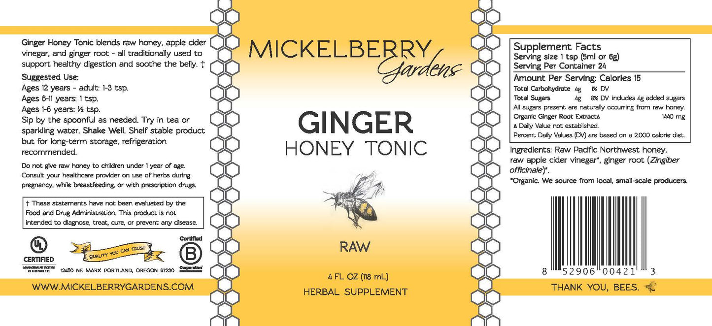 Ginger Honey Tonic - Mickelberry Gardens ~ Blessings Grow Meadows