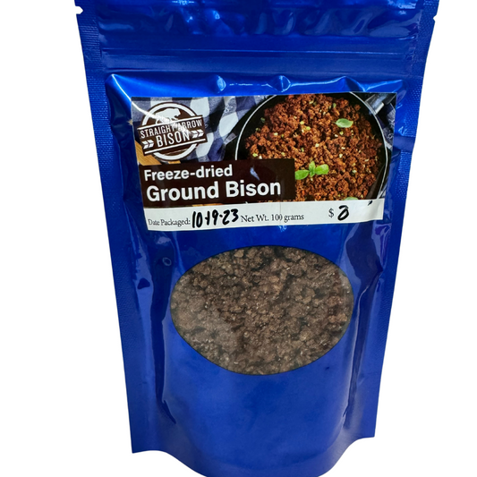 Freeze Dried Fully Cooked Ground Bison | 100 grams | Straight Arrow Bison - BuyNebraska.com ~ Blessings Grow Meadows