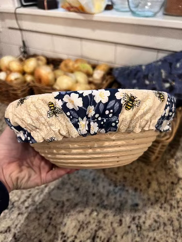 Small bowl and banneton covers from Five Oaks Farm, natural linen covers for bread proofing and baking protection.
