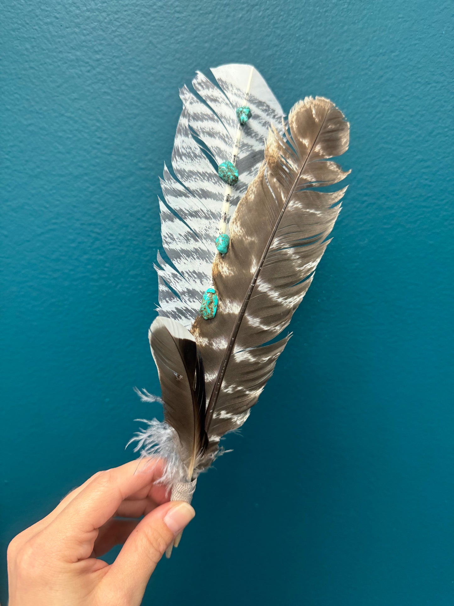 Handmade Premium Feather Picks-White Barred