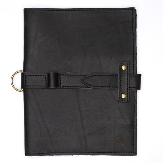 Large black journal cover by Rebekah Scott Designs featuring smooth matte finish and elegant design details.
