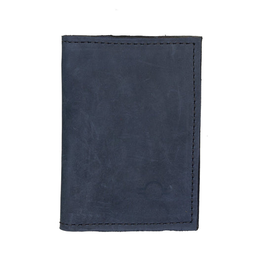 Navy passport wallet by Rebekah Scott Designs with multiple card slots and secure space for travel documents.