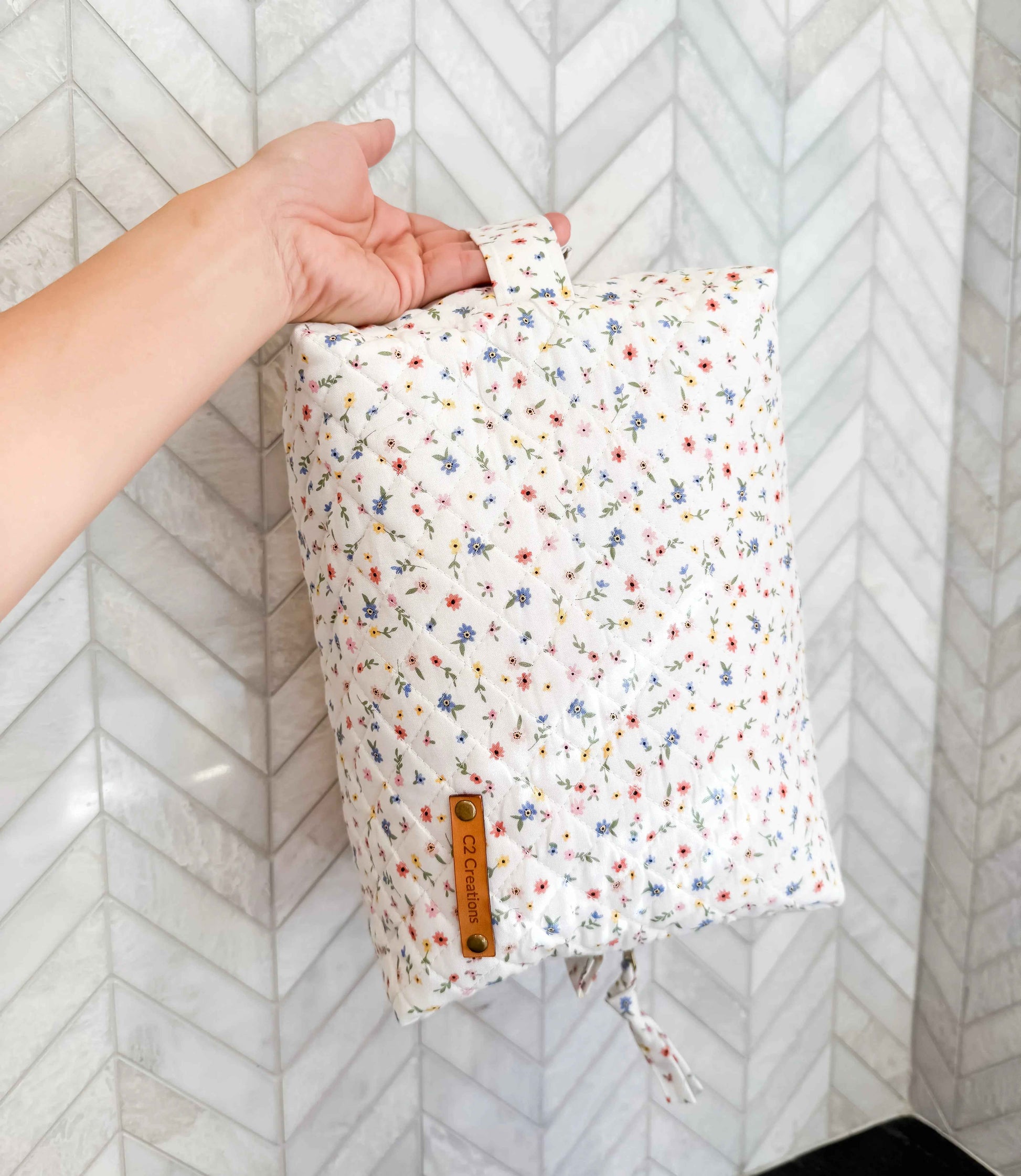 Handmade Boxy Makeup Bags in Wildflower Meadow Pattern - Stylish Toiletry Bags - C2 Creations LLC ~ Blessings Grow Meadows