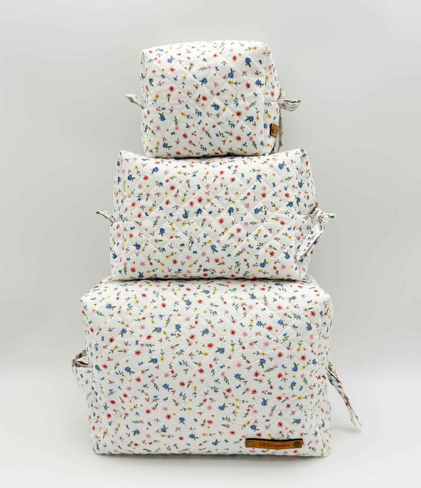 Handmade Boxy Makeup Bags in Wildflower Meadow Pattern - Stylish Toiletry Bags - C2 Creations LLC ~ Blessings Grow Meadows