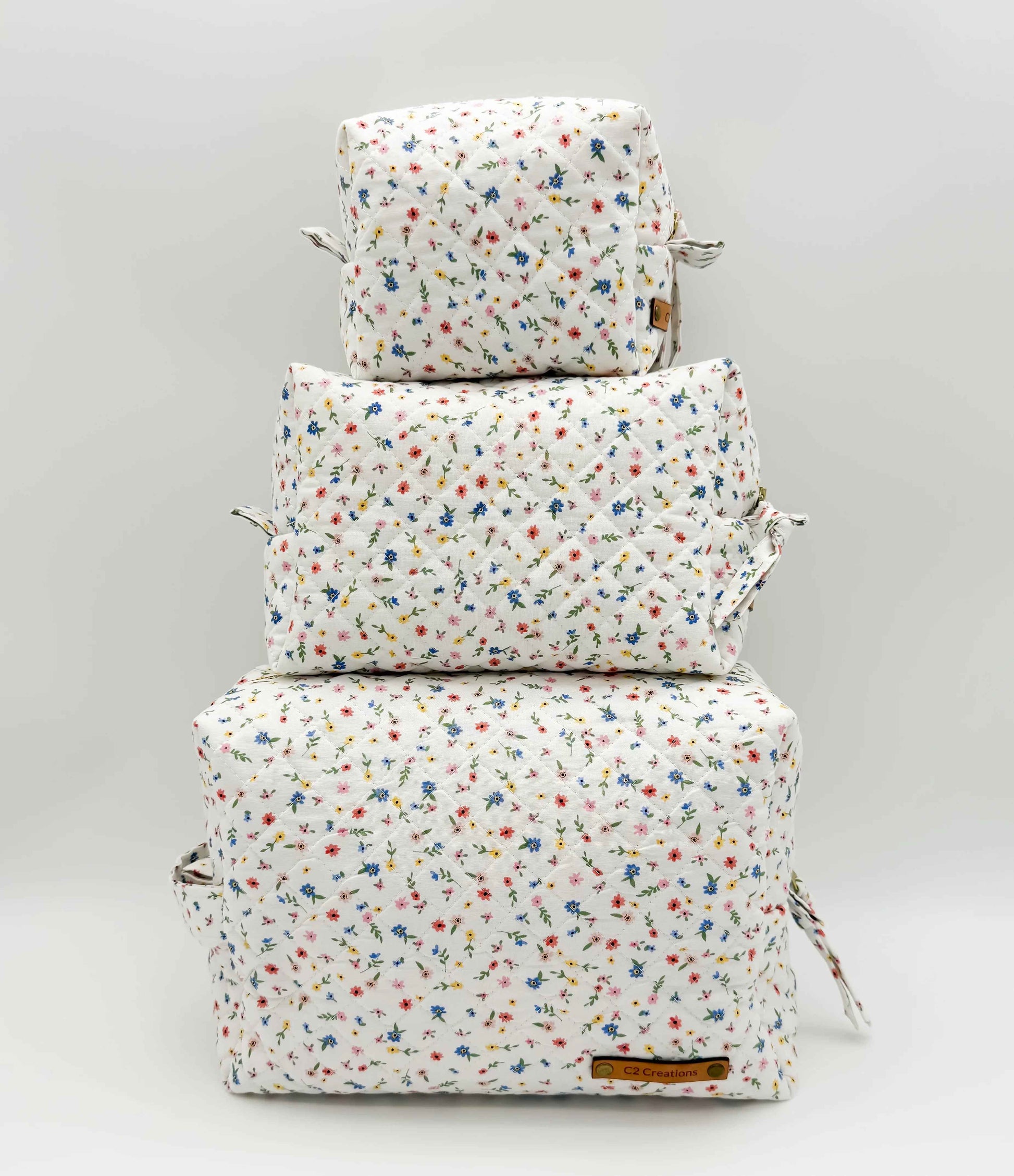 Handmade Boxy Makeup Bags in Wildflower Meadow Pattern - Stylish Toiletry Bags - C2 Creations LLC ~ Blessings Grow Meadows