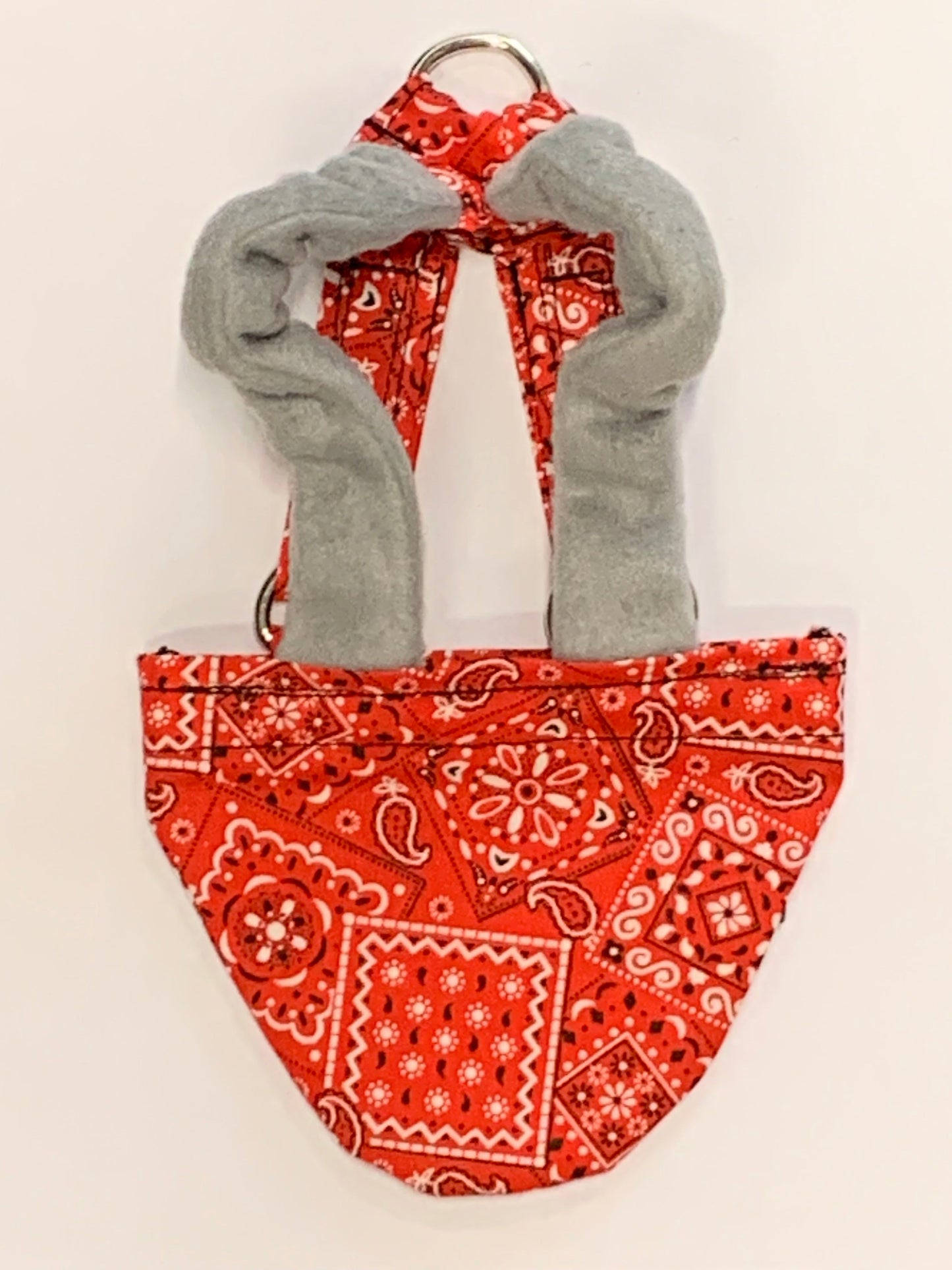 Pigeon, chicken, duck, and goose diapers with removable vinyl liner from Crazy K Farm Pet and Poultry, showing adjustable harness and diaper fit