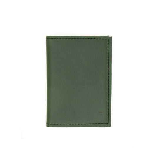Rebekah Scott Designs Pine passport wallet with multiple card slots and secure zipper closure, made of durable leather.