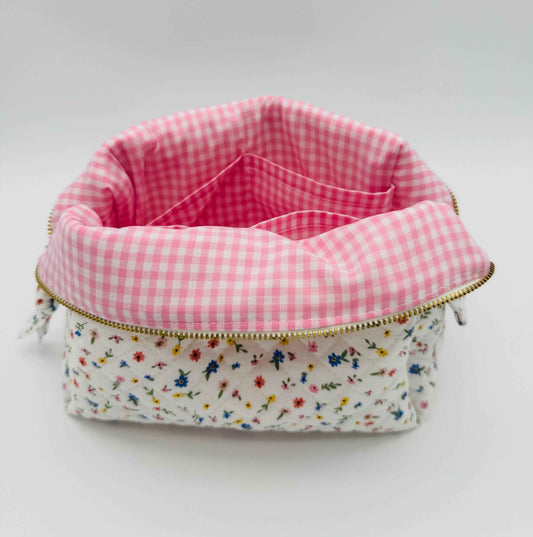 Handmade Boxy Makeup Bags in Wildflower Meadow Pattern - Stylish Toiletry Bags - C2 Creations LLC ~ Blessings Grow Meadows