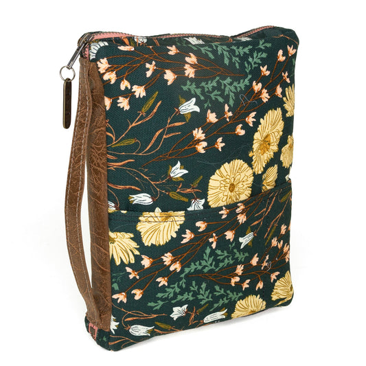 Buttercup slim Bible cover by Rebekah Scott Designs featuring a soft fabric exterior and secure zipper closure.