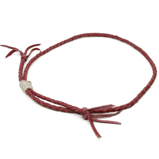 Red braided hat band by Rebekah Scott Designs, stylish accessory for cowboy or western hats.