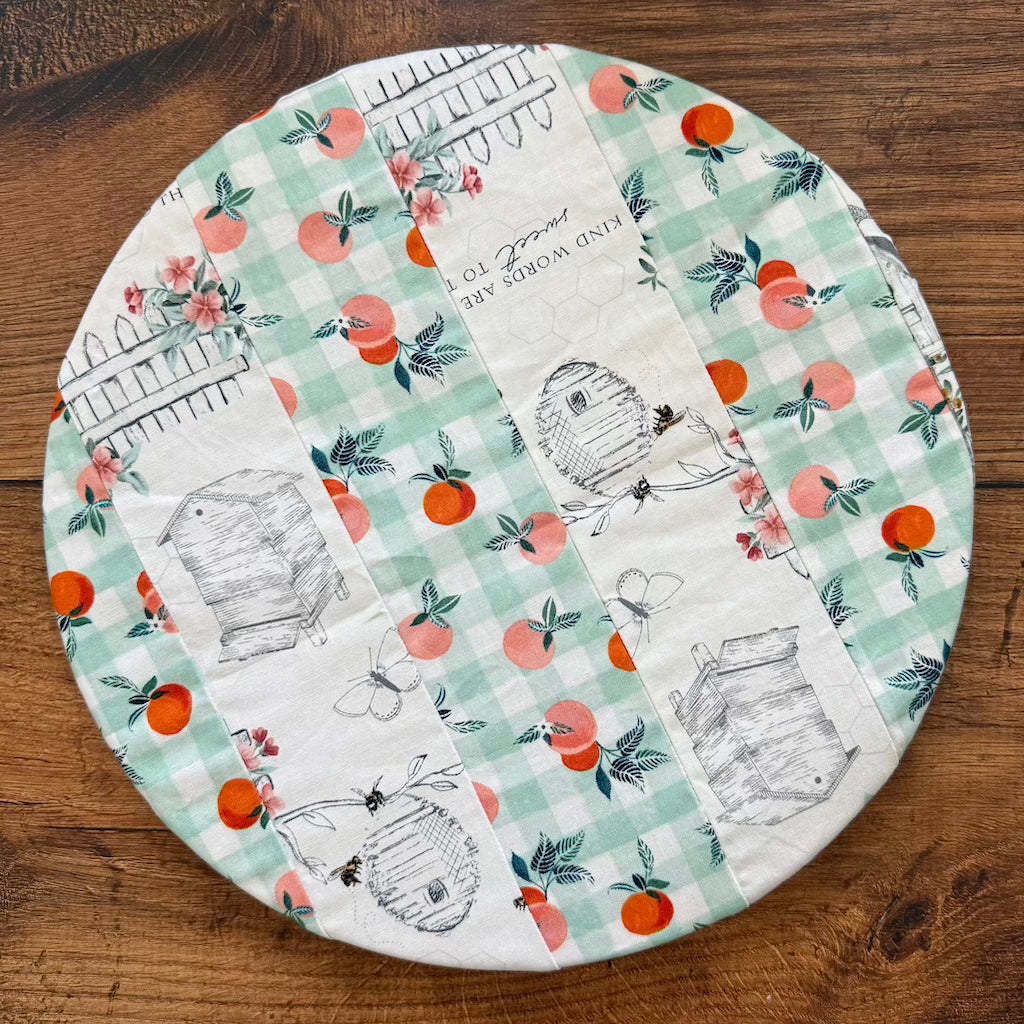 Medium bowl and banneton covers from Five Oaks Farm, made for dough fermentation and bread baking.