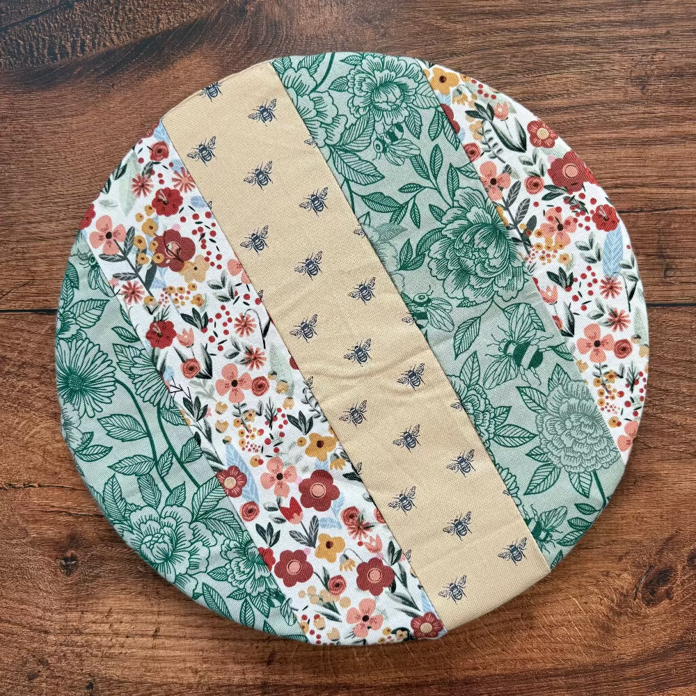 Medium bowl and banneton covers from Five Oaks Farm, rustic kitchen essentials for bread proofing and dough handling.