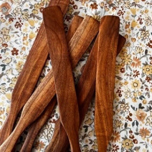 Five Oaks Farm Spurtle from the Farm, wooden kitchen utensil for stirring and cooking, natural wood finish.