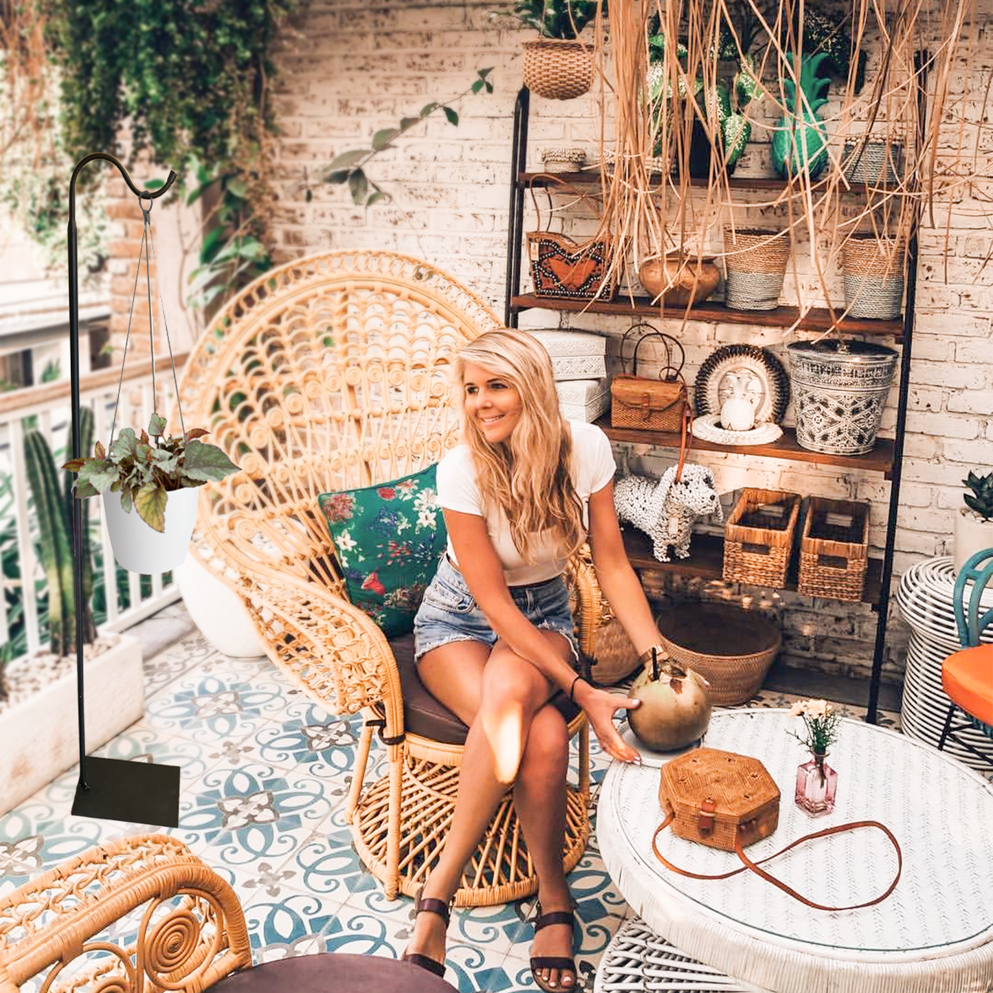 60" Adjustable Heavy Duty Shepherd's Hook Floor Stand For Patio/Garden - Blessings Grow Meadows