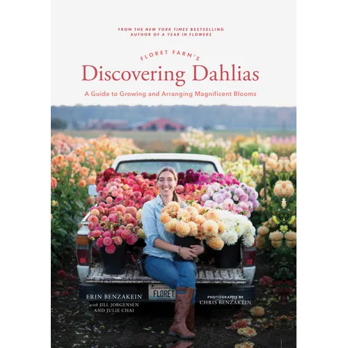 Hardcover book titled "Floret Farm's Discovering Dahlias" by Books by splitShops, featuring colorful dahlia flowers on the cover.