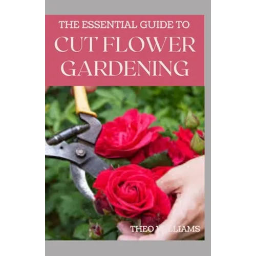 Paperback book titled "The Essential Guide to Cut Flower Gardening" by splitShops, featuring colorful flower illustrations on the cover.