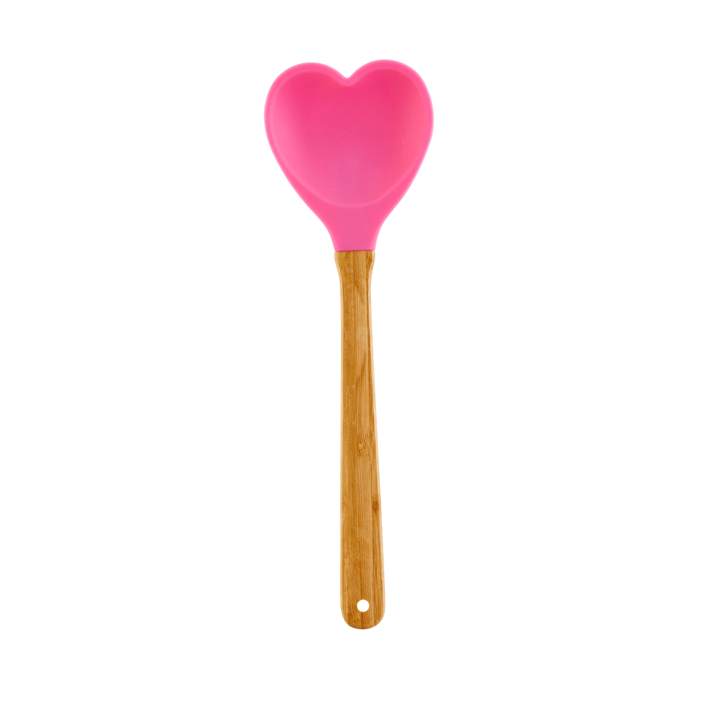 Kitchen Silicone Spoon in Heart shape | Dark Pink