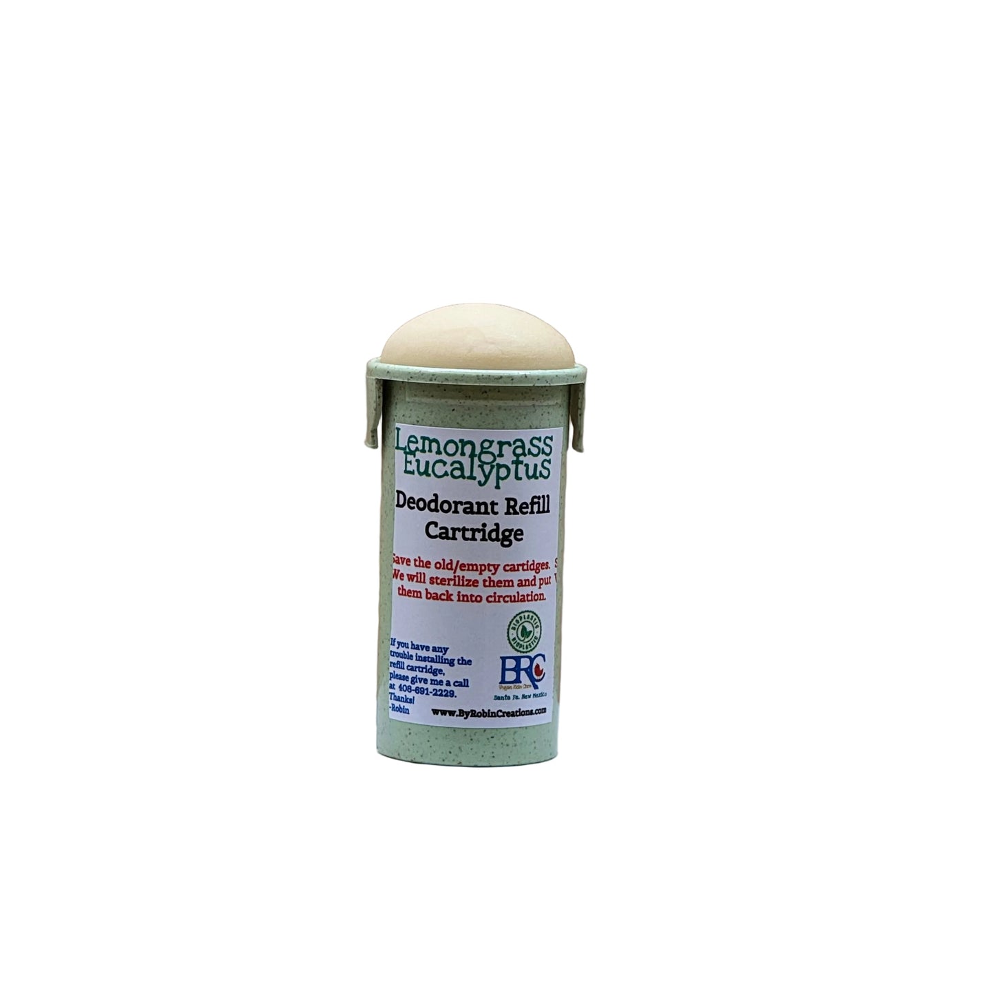Natural probiotic deodorant by Robin Creations, in new packaging, showing the stick applicator and fresh, clean design.