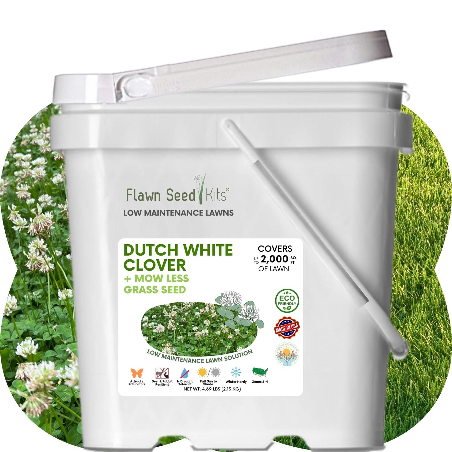 Dutch White Clover + Mow Less Grass Seed - Blessings Grow Meadows