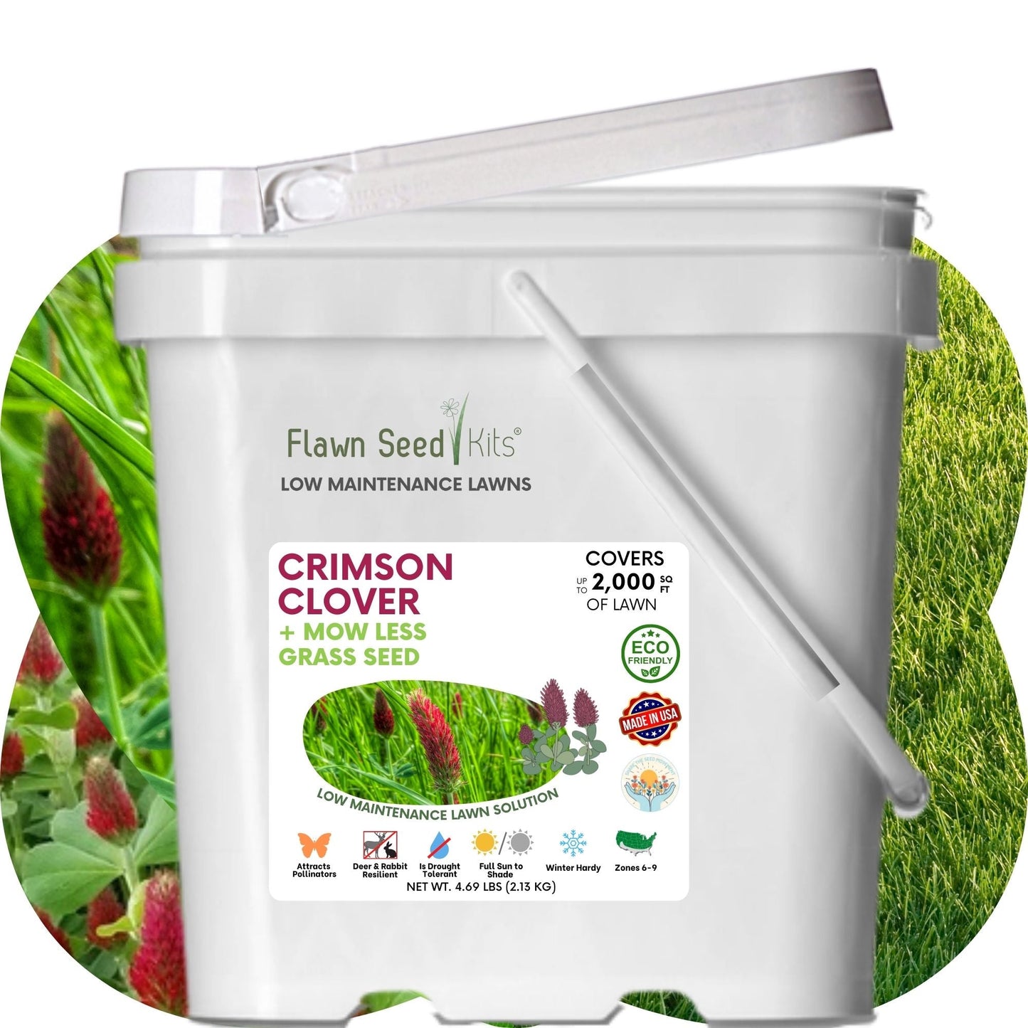 Crimson Clover + Mow Less Grass Seed - Blessings Grow Meadows