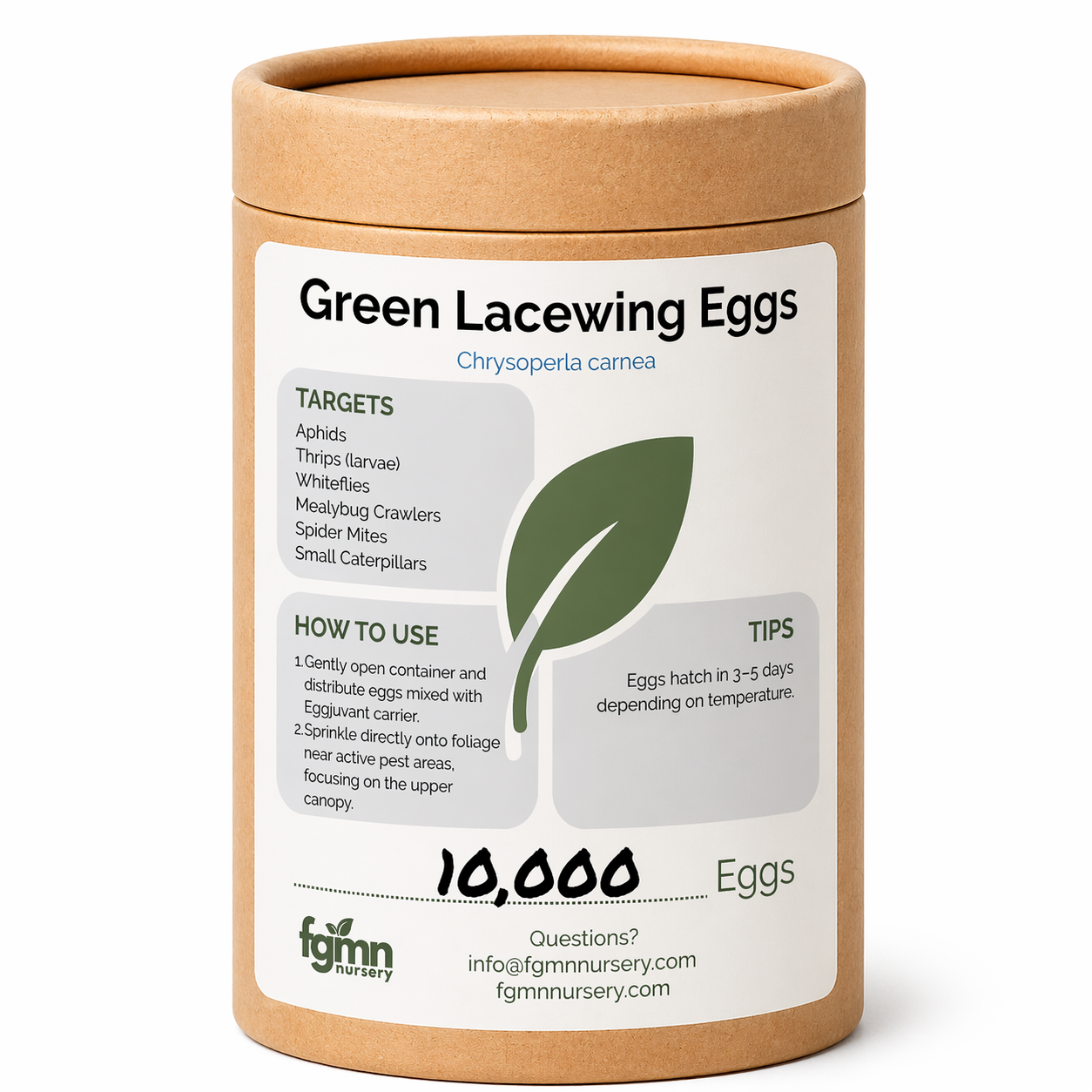Green Lacewing Eggs from FGMN Nursery, natural biological pest prevention for gardens, shown in a close-up image.