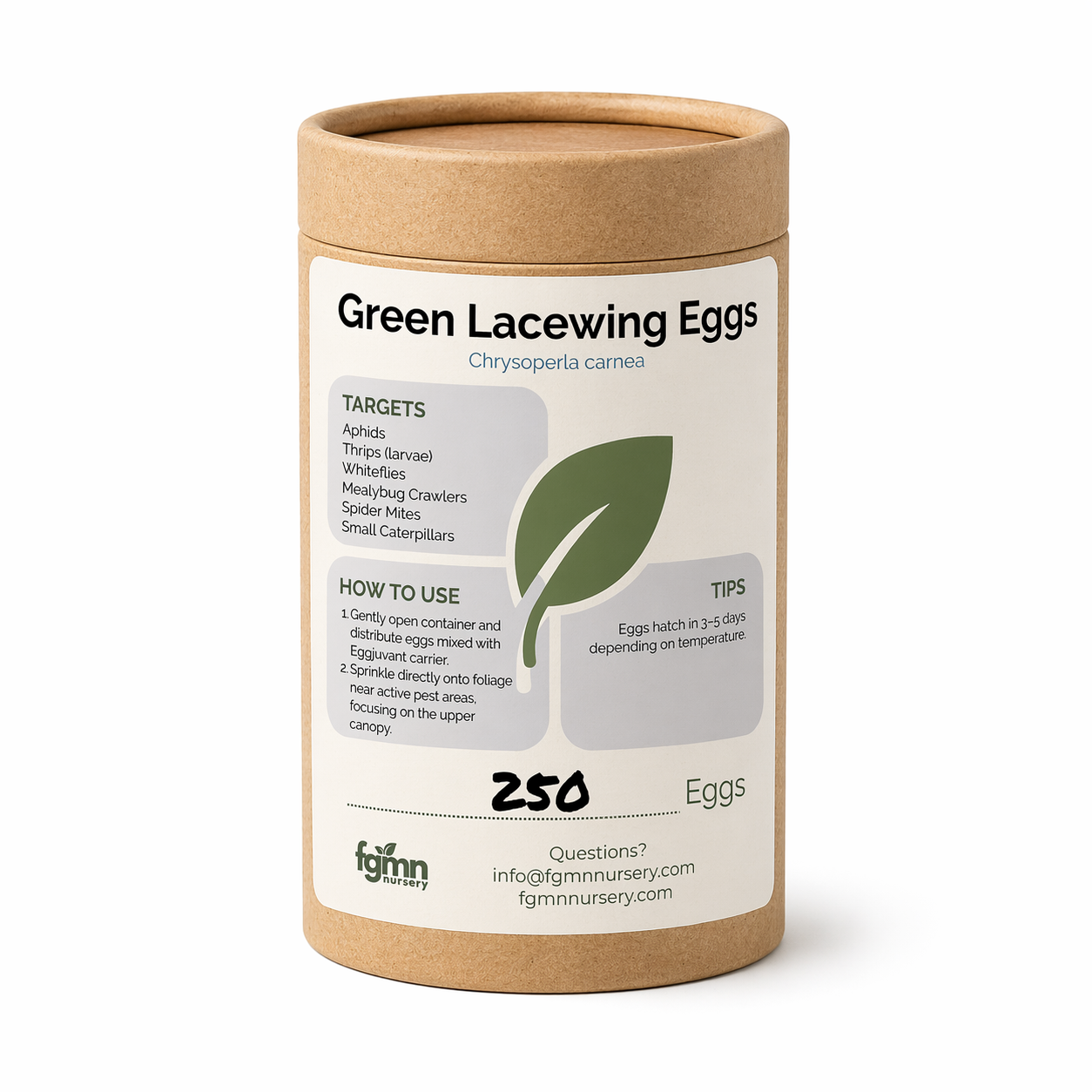 Green Lacewing Eggs from FGMN Nursery, small biodegradable eggs used for natural pest prevention in gardens.