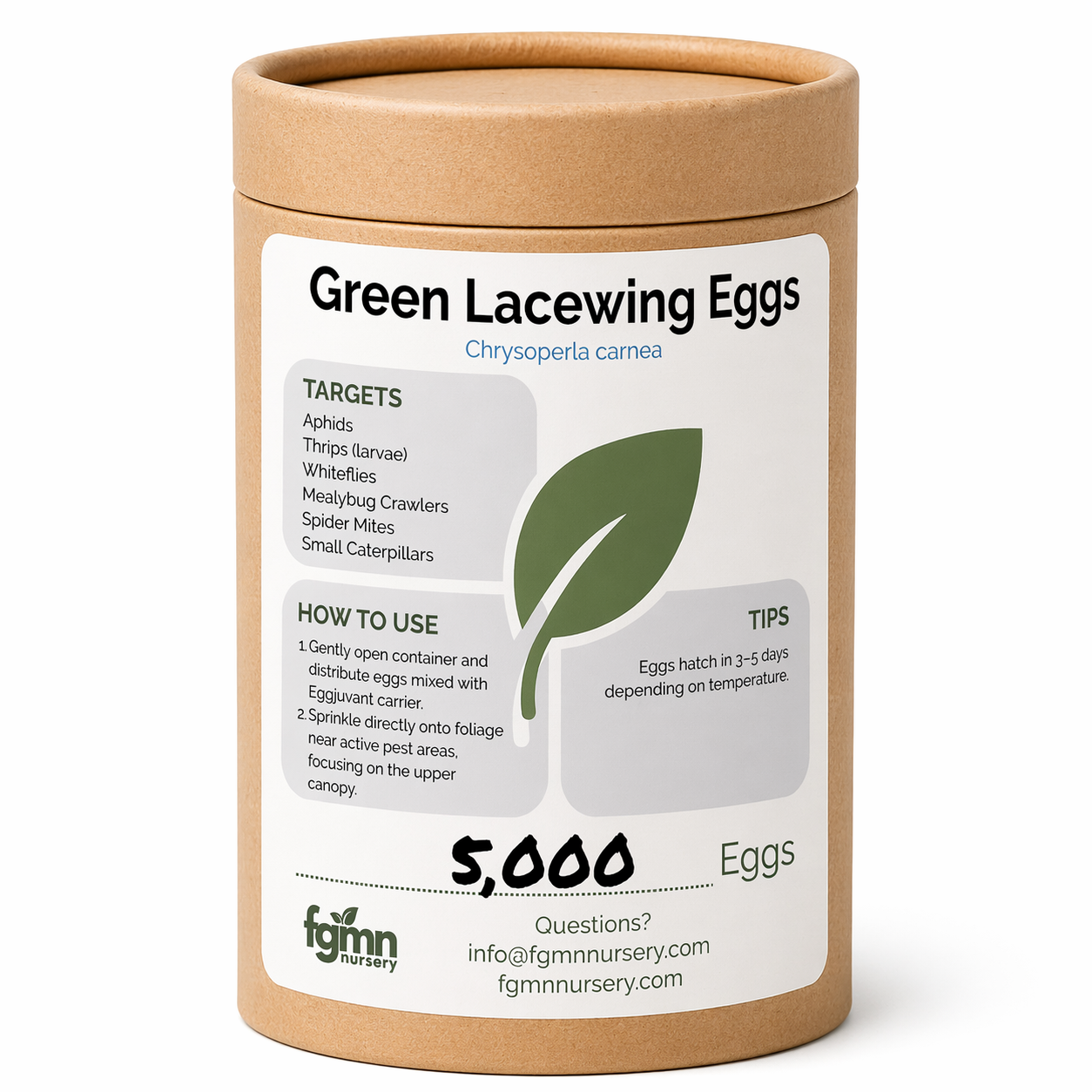 Green Lacewing Eggs from FGMN Nursery, natural pest prevention eggs for organic garden protection.