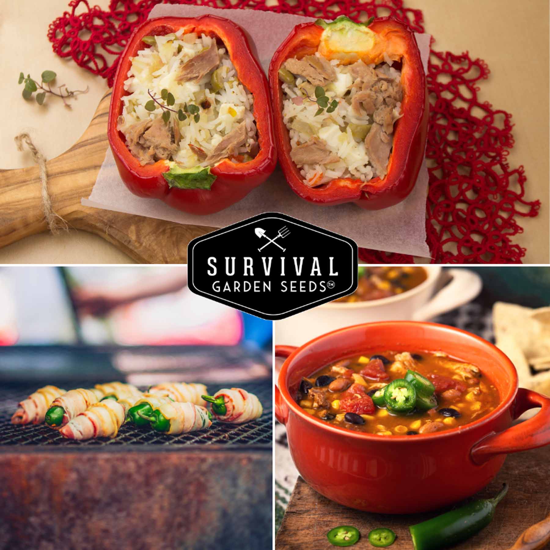 4 Pepper Seed Collection – Heirloom Non-GMO Hot & Sweet Peppers for Salsas, Roasting & Fresh Garden Harvests - SurvivalGardenSeeds ~ Blessings Grow Meadows