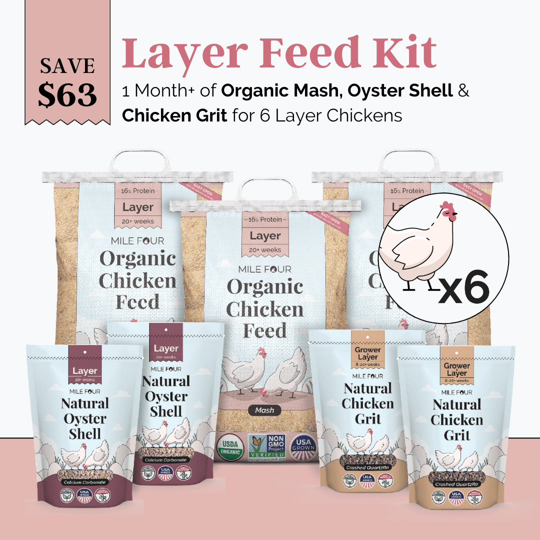 Layer Feed Kit | 1 Month of Organic Feed, Grit & Oyster Shell for 6 Layers - Blessings Grow Meadows